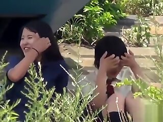 asiatisk, japansk, udendørs, pissende, spion webcam